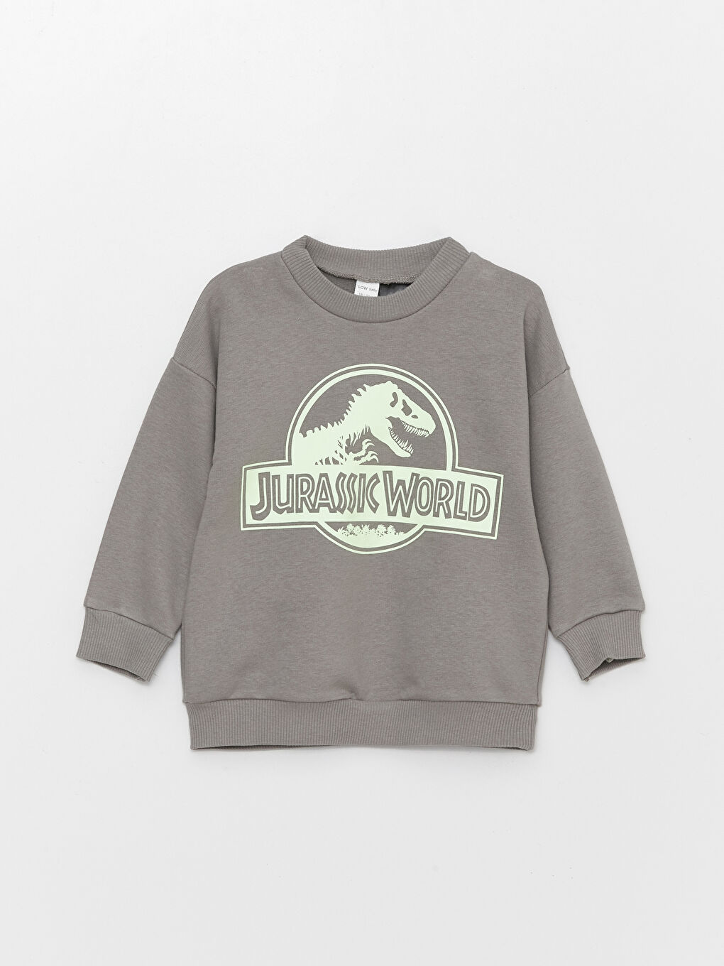 LCW baby Gri Bisiklet Yaka Jurassic World Baskılı Erkek Bebek Sweatshirt ve Eşofman Altı - 5