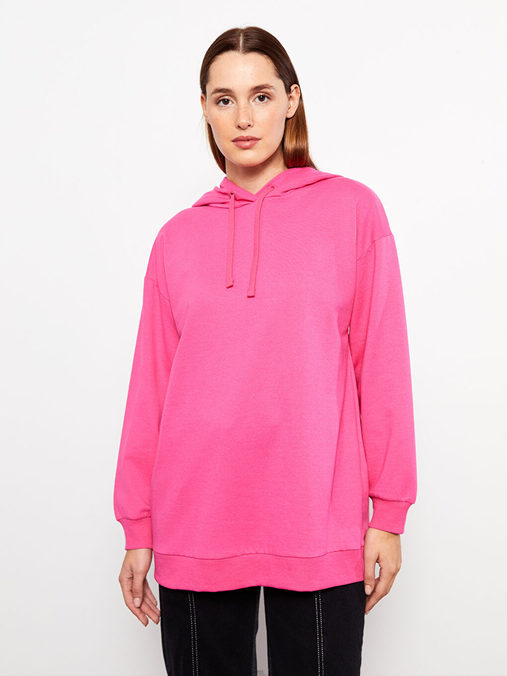 LCW Modest Hooded Regular Long Sleeve Women's Sweatshirt Tunic -W2J390Z8-GZ6