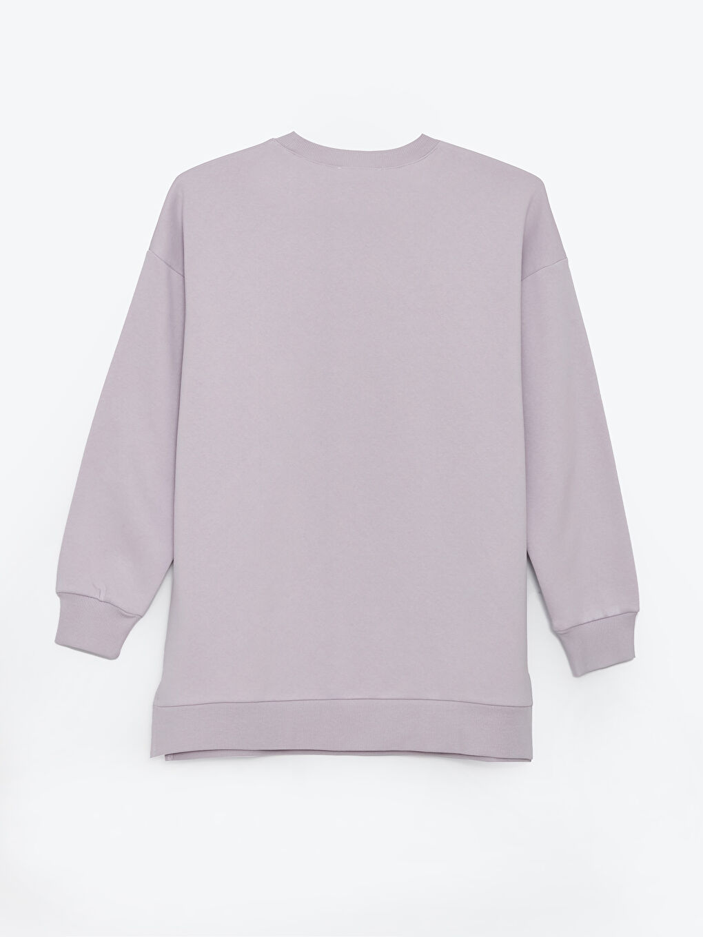 Lila Bisiklet Yaka Baskılı Kadın Kalın Sweatshirt Tunik-6