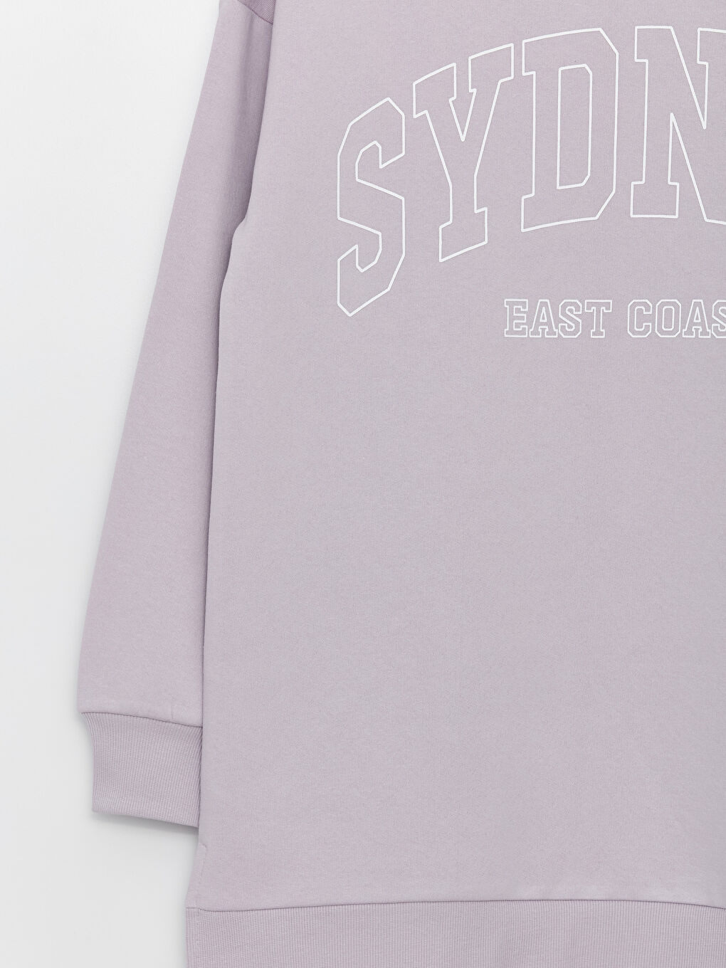 Lila Bisiklet Yaka Baskılı Kadın Kalın Sweatshirt Tunik-7