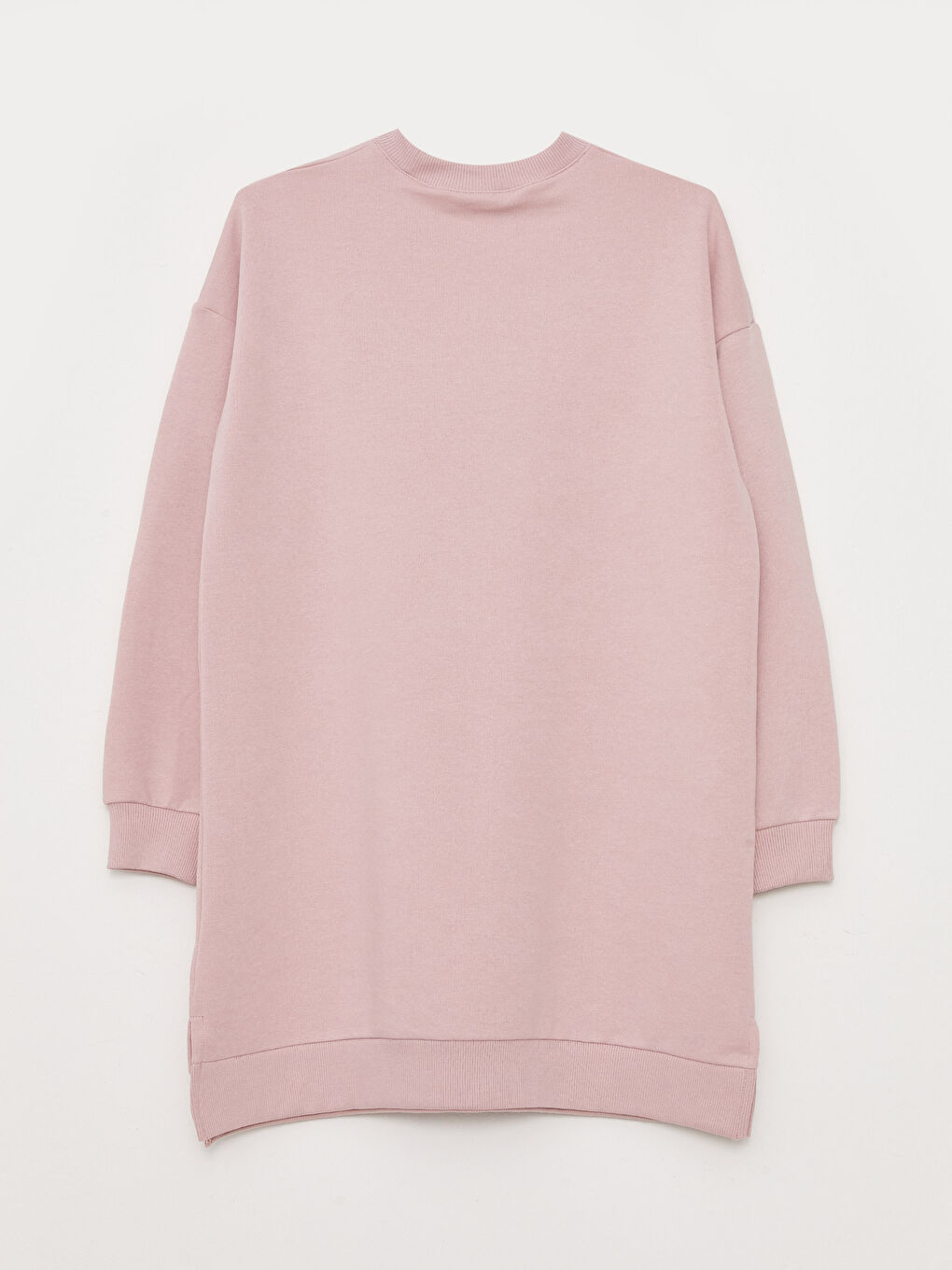 Pembe Bisiklet Yaka Baskılı Uzun Kollu Kadın Sweatshirt Tunik-6