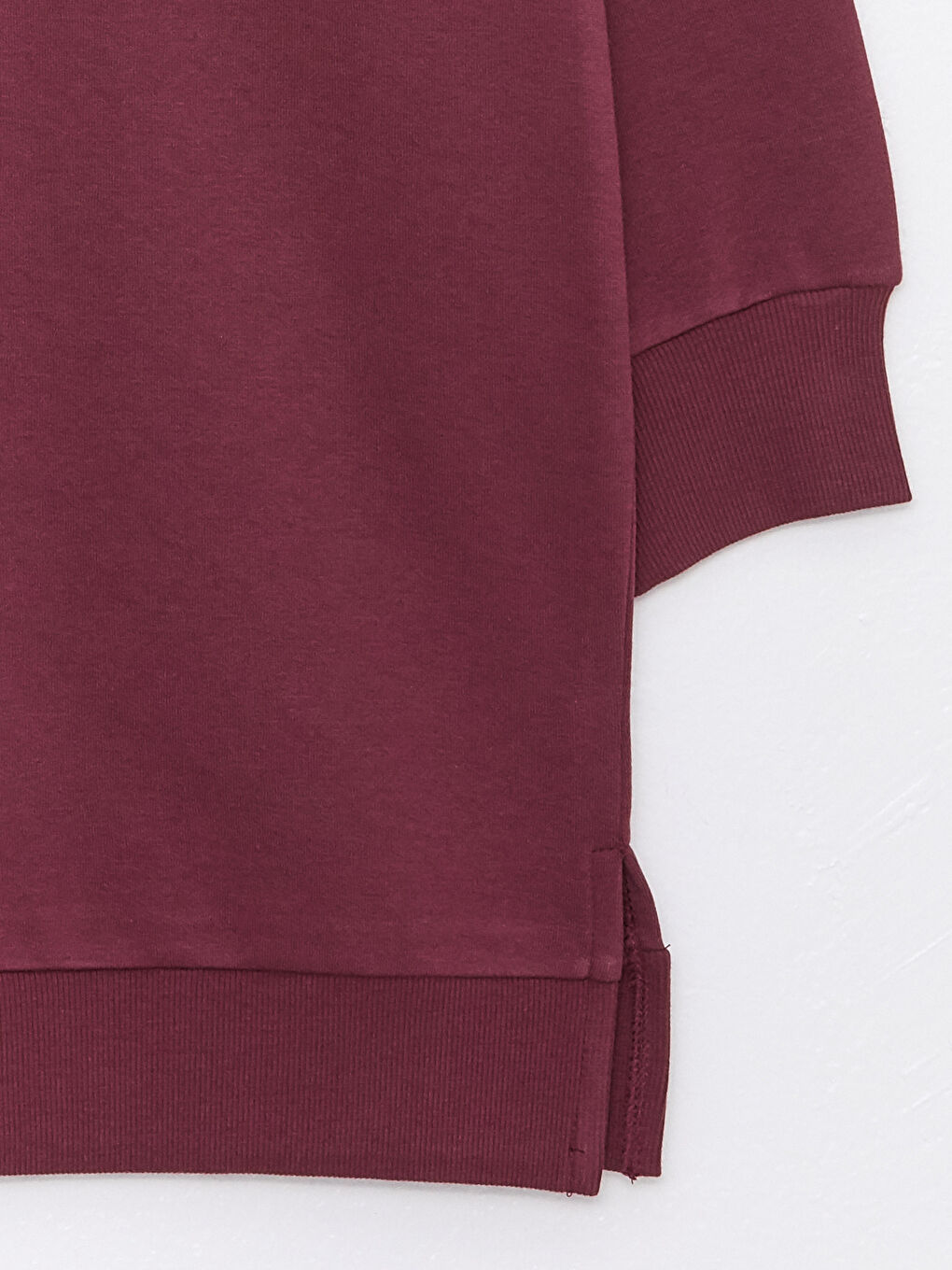 Bordo Dik Yaka Kadın Kalın Sweatshirt Tunik-7