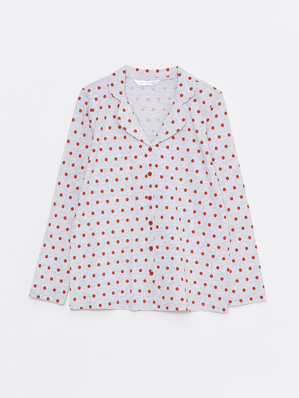 Gri Gömlek Yaka Puantiyeli Uzun Kollu Kadın Pijama Takımı-6