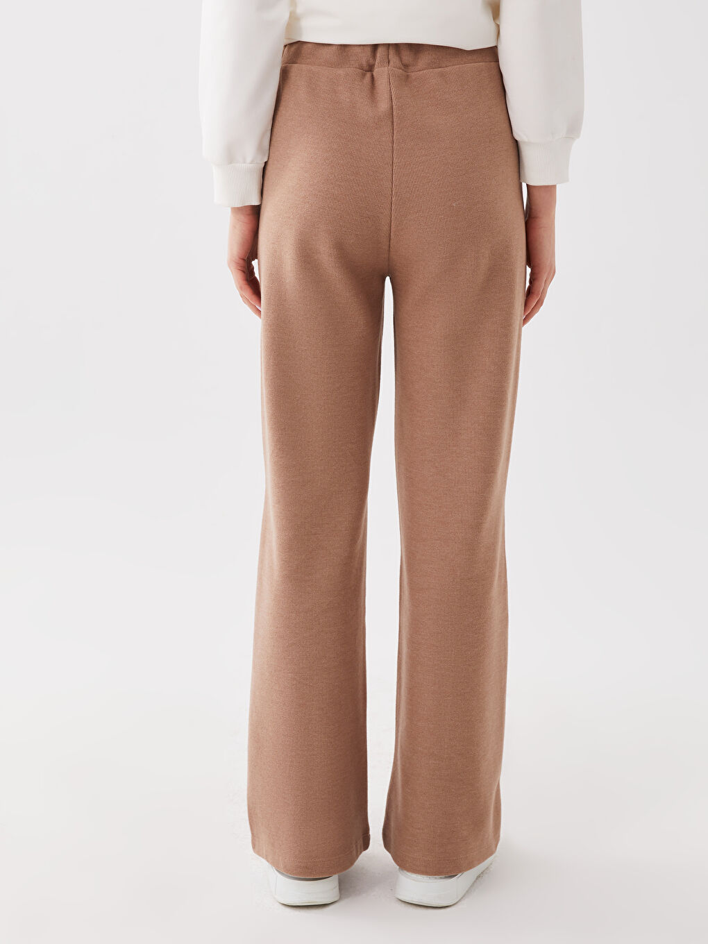 Elasticated Waist Plain Wide Leg Women's Sweatpants-3