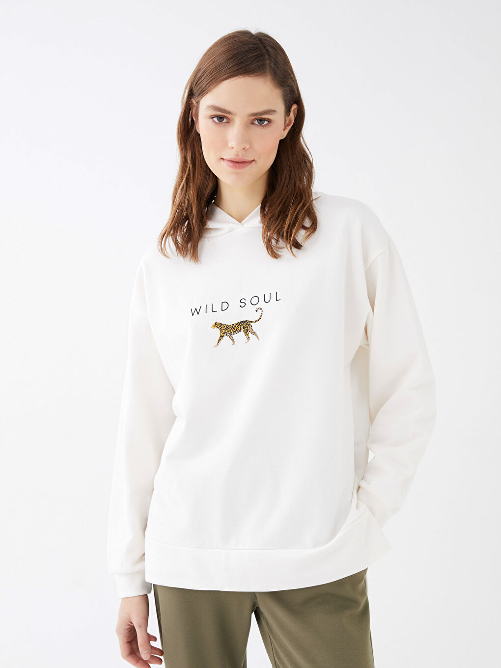 Hooded Printed Long Sleeve Women's Sweatshirt -W2J420Z8-FDH
