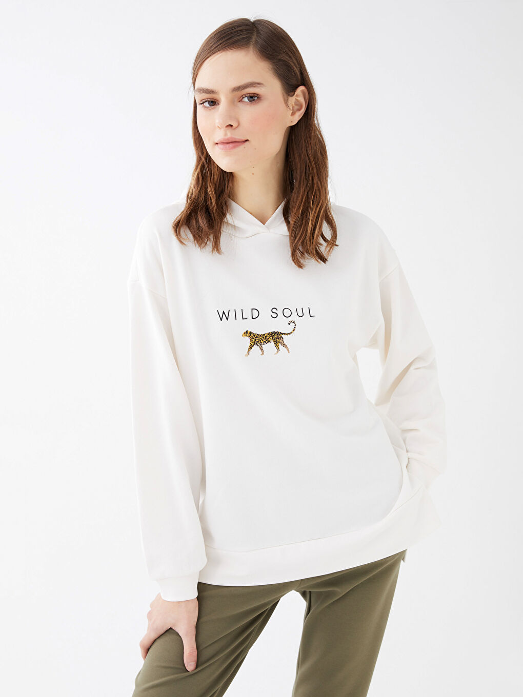 Hooded Printed Long Sleeve Women's Sweatshirt -W2J420Z8-FDH