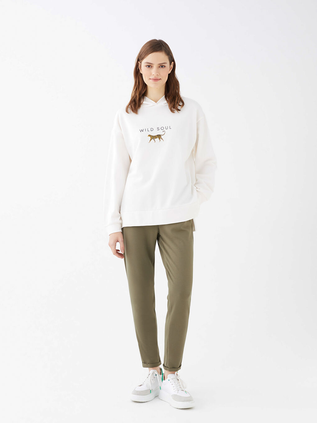 Hooded Printed Long Sleeve Women's Sweatshirt -W2J420Z8-FDH