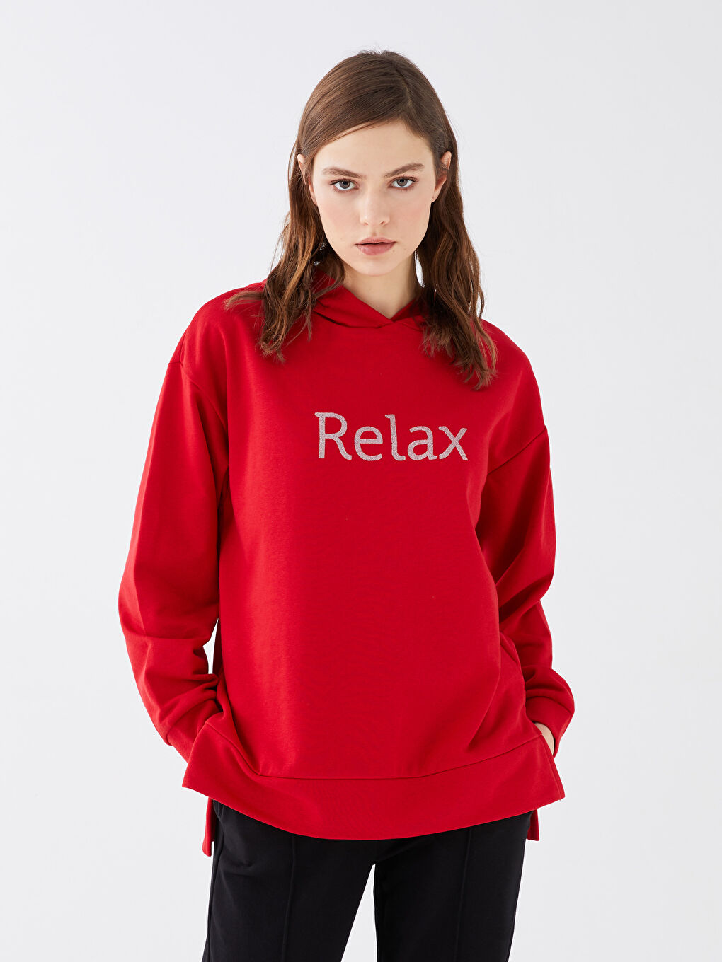 Hooded Printed Long Sleeve Women's Sweatshirt