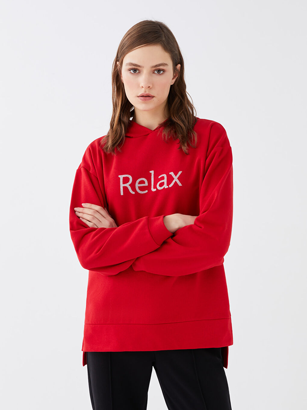 Hooded Printed Long Sleeve Women's Sweatshirt-1