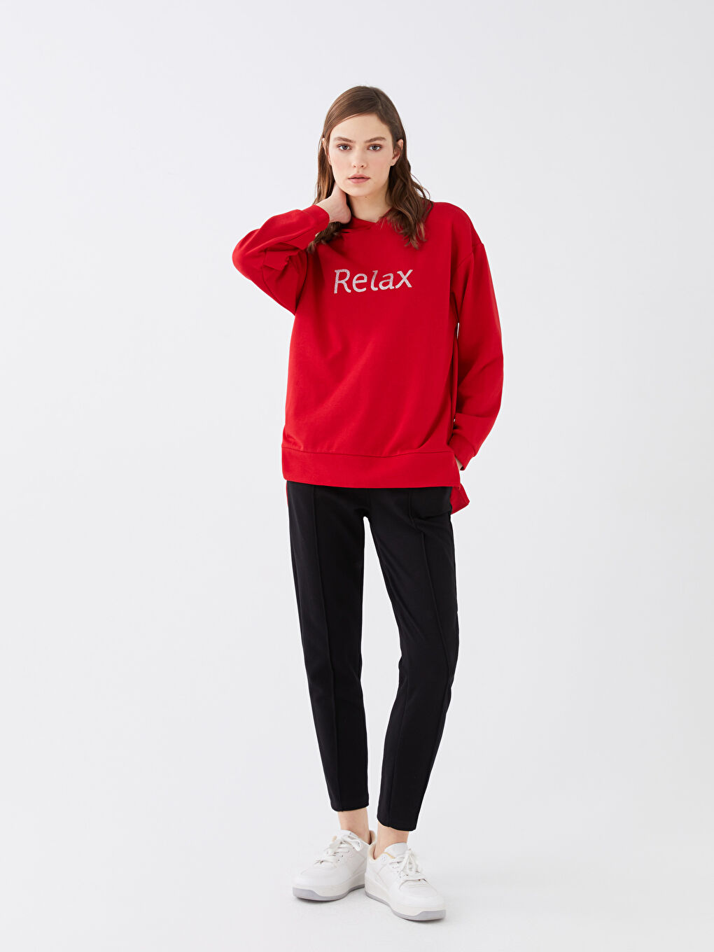 Hooded Printed Long Sleeve Women's Sweatshirt-2