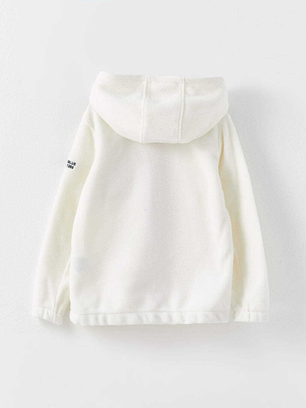 Ekru Kapüşonlu Nakışlı Uzun Kollu Polar Kız Çocuk Fermuarlı Sweatshirt-1