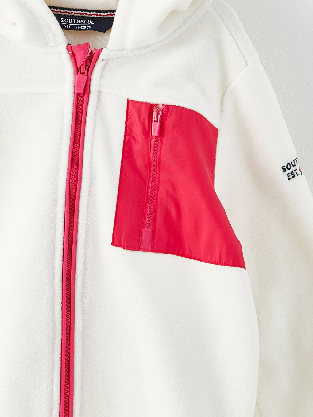 Ekru Kapüşonlu Nakışlı Uzun Kollu Polar Kız Çocuk Fermuarlı Sweatshirt-2