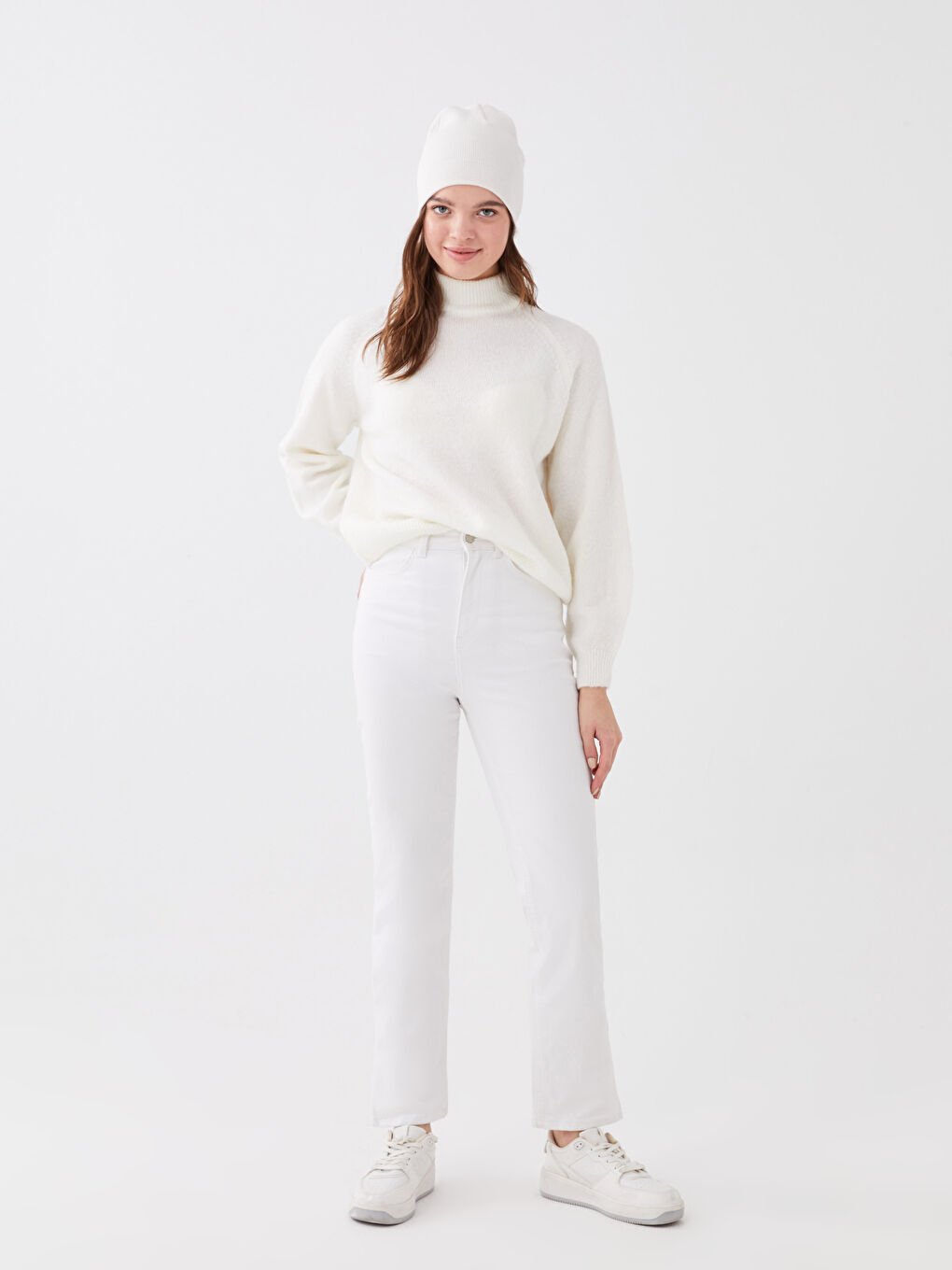 Ekru Kadın Triko Bere-1