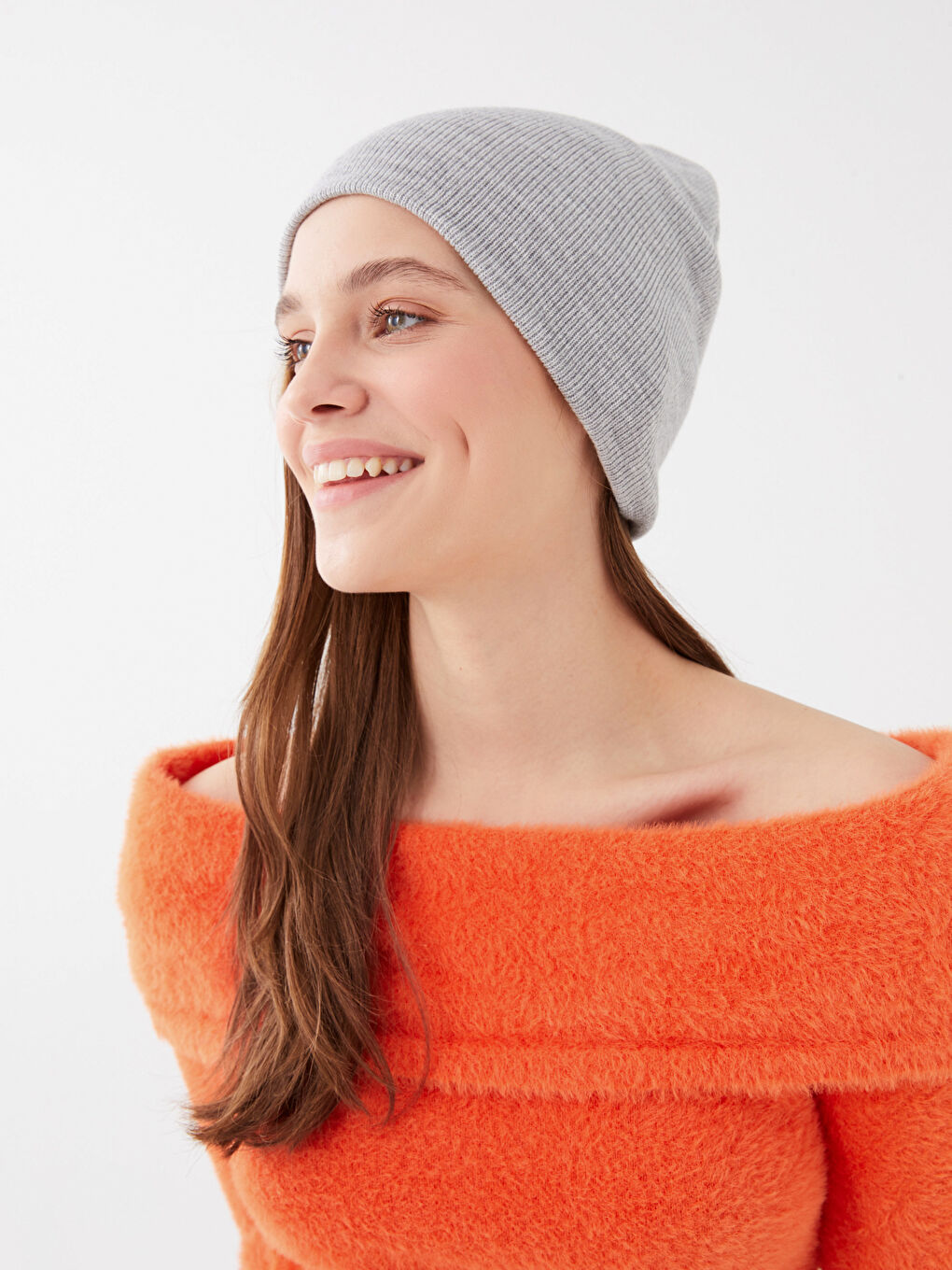 Gri Kadın Triko Bere