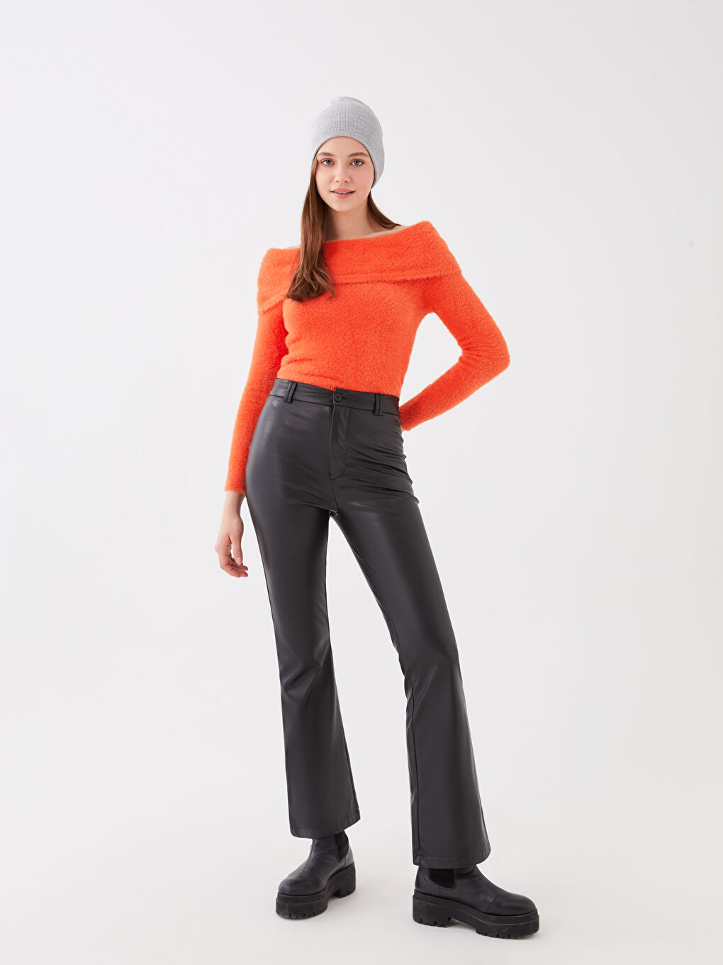 Gri Kadın Triko Bere-2