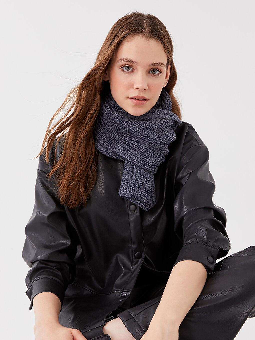 Mavi Kadın Triko Atkı-1