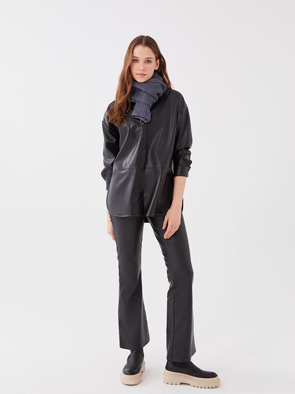 Mavi Kadın Triko Atkı-2