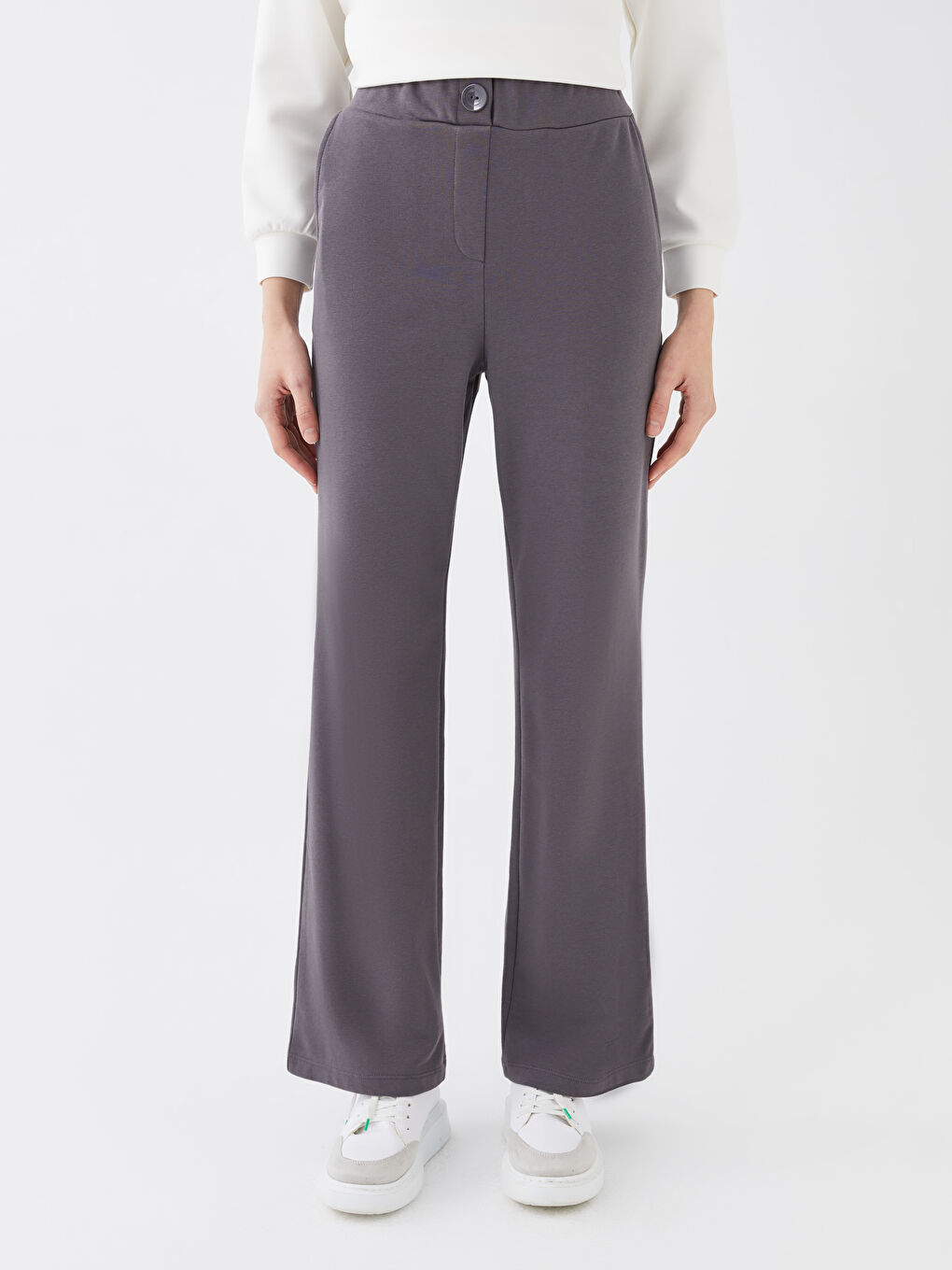 High Waisted Slim Fit Women's Trousers-3