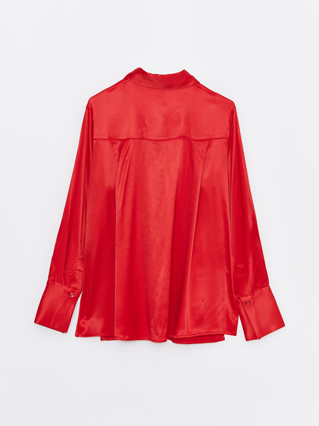 Turuncu Önden Düğme Kapamalı Uzun Kollu Saten Kadın Gömlek-6