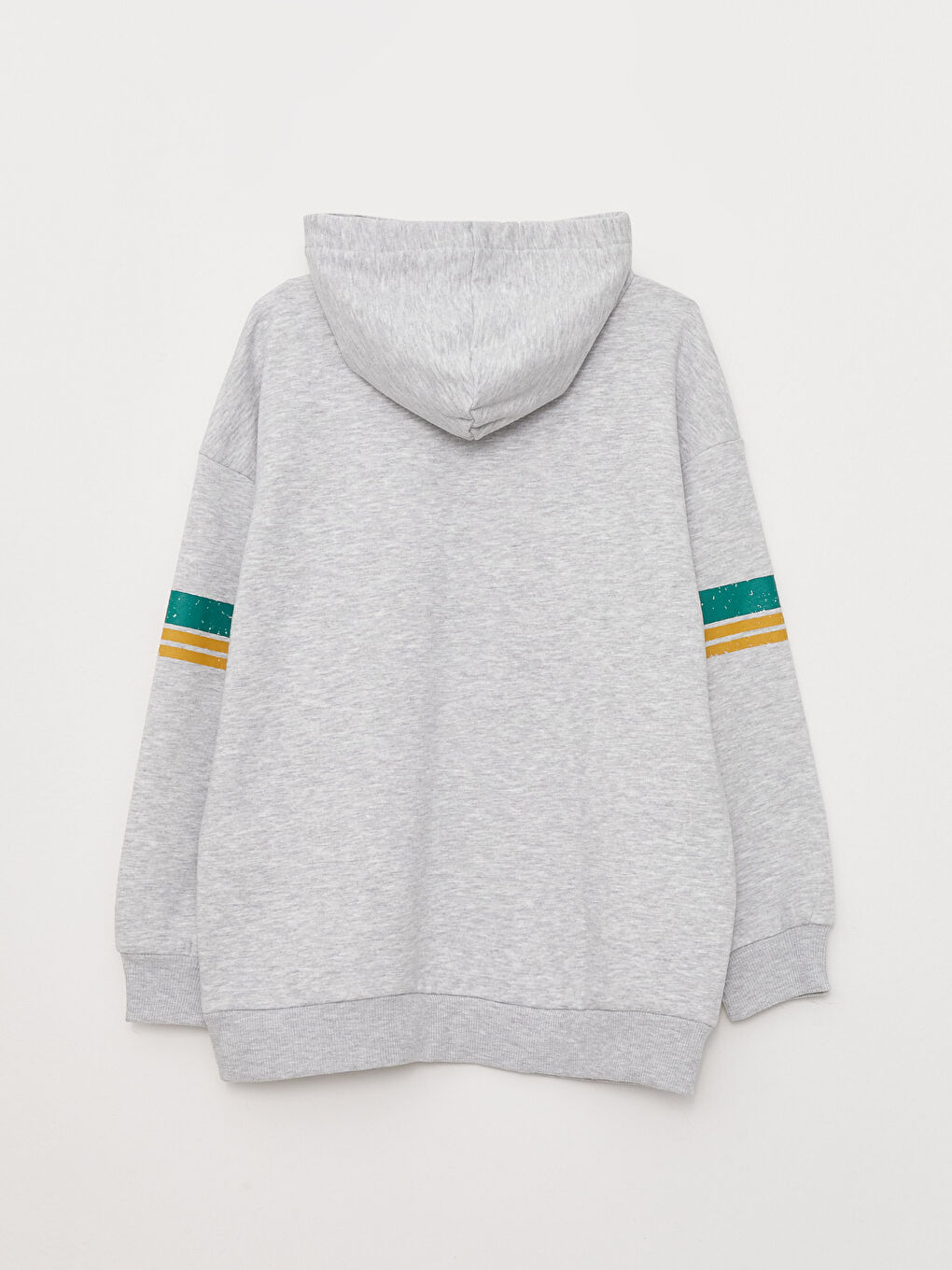 Gri Baskılı Oversize Kadın Kalın Hoodie-6