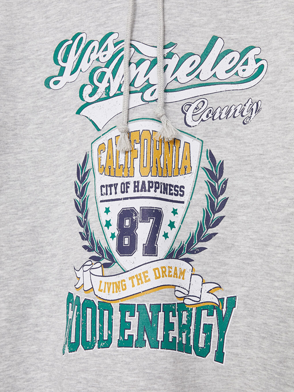 Gri Baskılı Oversize Kadın Kalın Hoodie-7