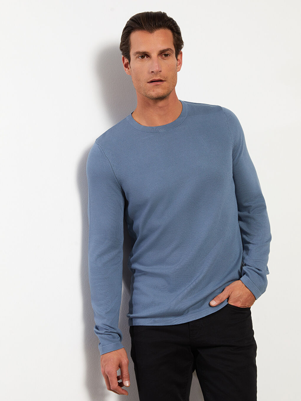 LCWAIKIKI Basic Crew Neck Long Sleeve Men's Tricot Sweater -W2J540Z8-DVH