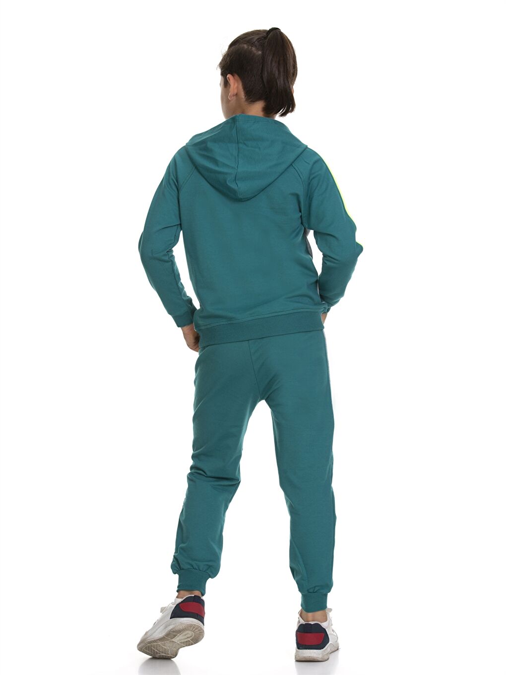 Yeşil Kapüşonlu Baskılı Uzun Kollu Erkek Çocuk Sweatshirt ve Eşofman Altı-2