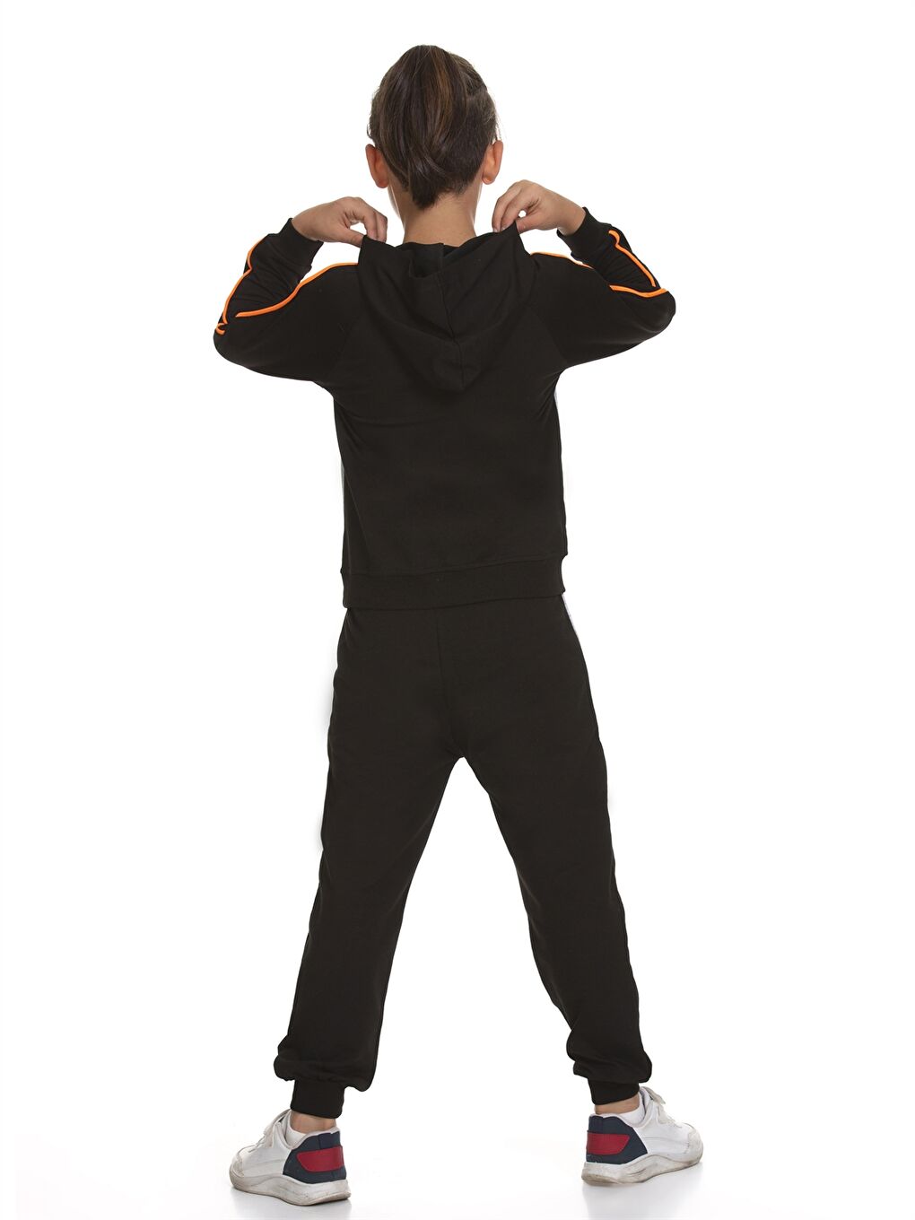 سويت شيرت بكابوش مطبوع كم طويل و بنطلون رياضي للأولاد-3