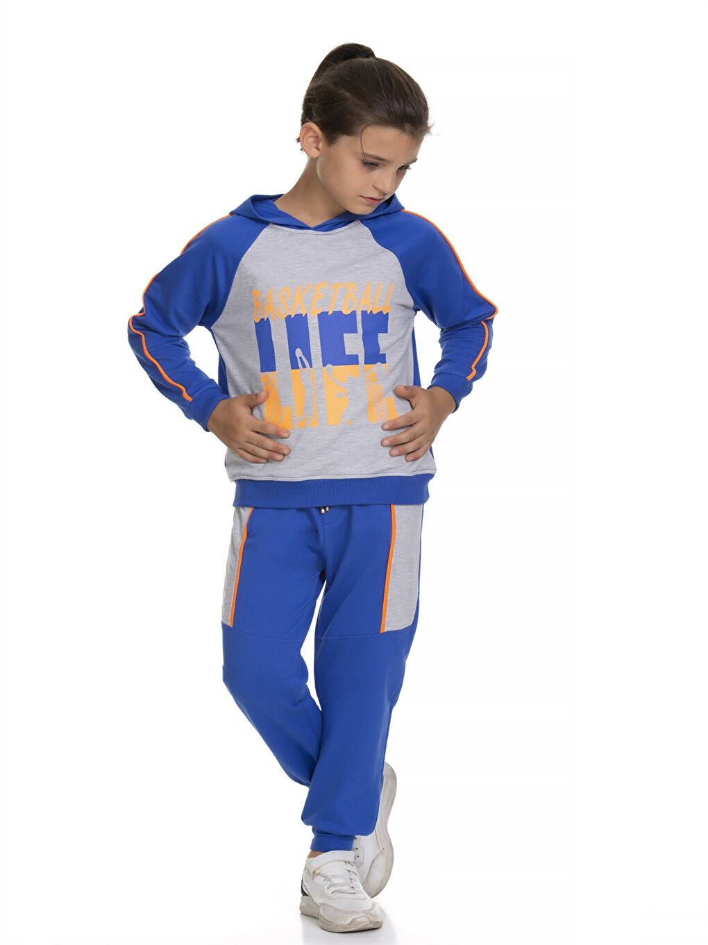 Myhanne Hooded Printed Long Sleeve Boy Sweatshirt and Sweatpants -W2J543Z4-504