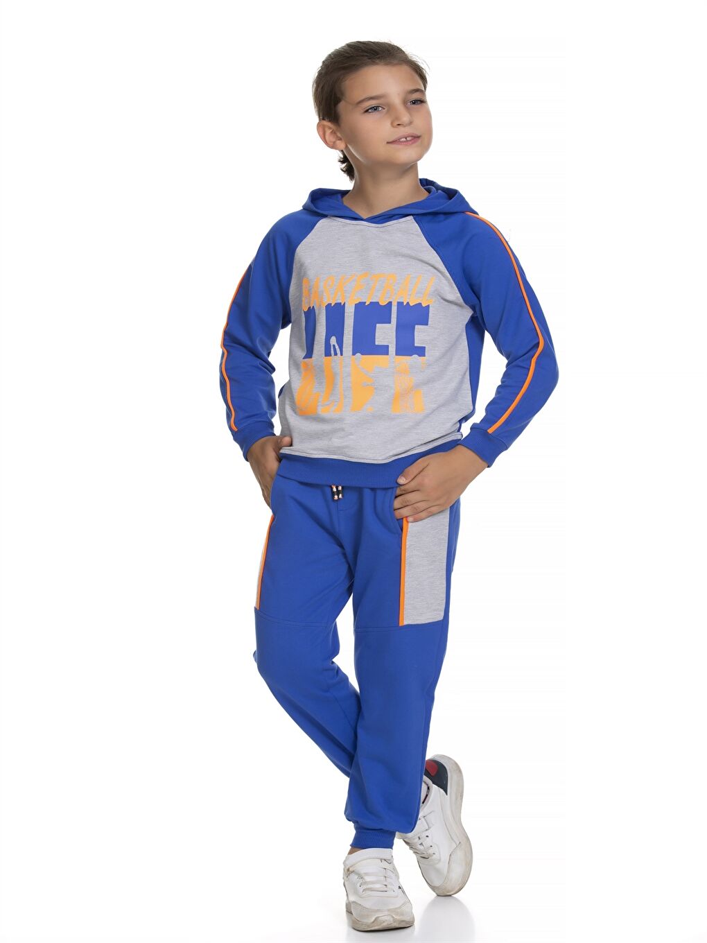 Myhanne Hooded Printed Long Sleeve Boy Sweatshirt and Sweatpants -W2J543Z4-504