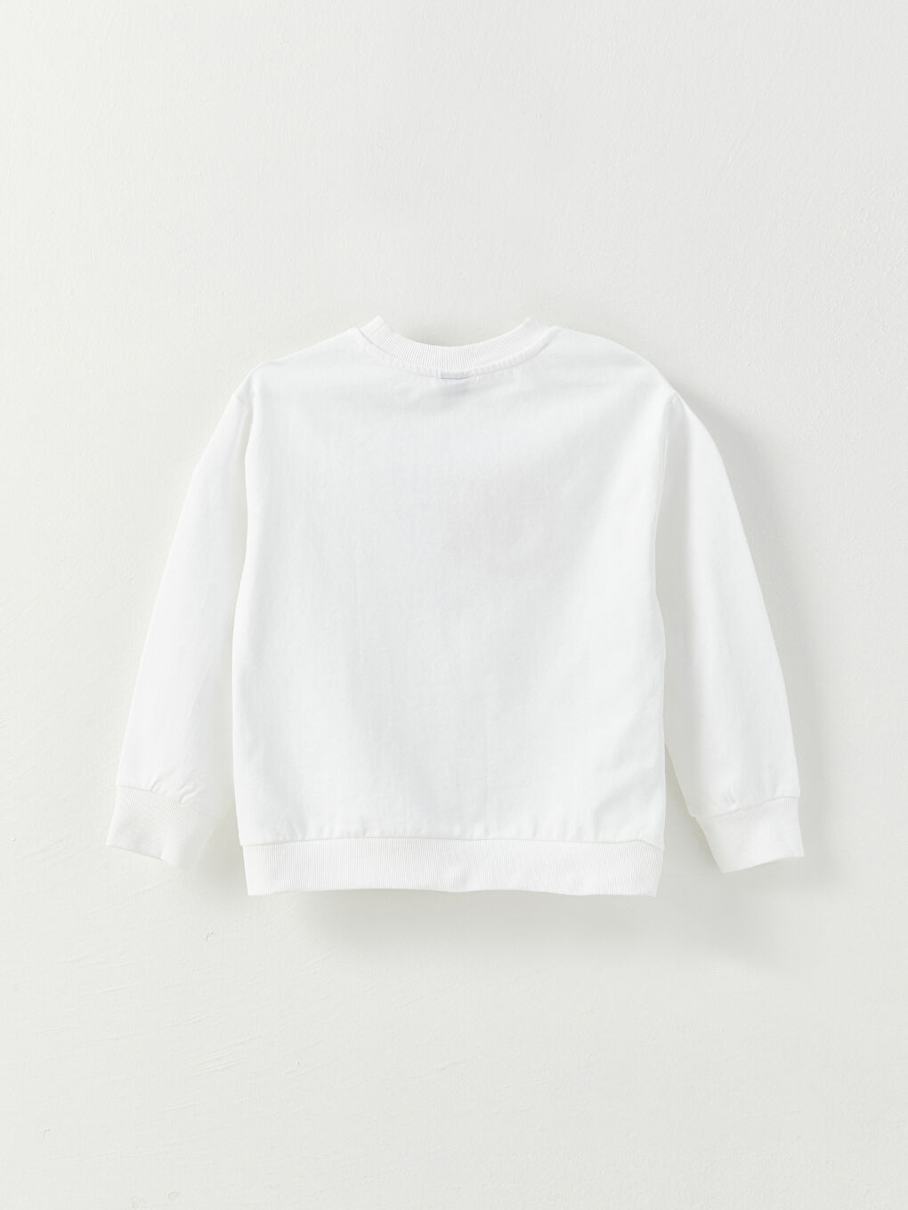 Beyaz Bisiklet Yaka Türk Bayrağı ve Atatürk Baskılı Uzun Kollu Kız Çocuk Sweatshirt-1