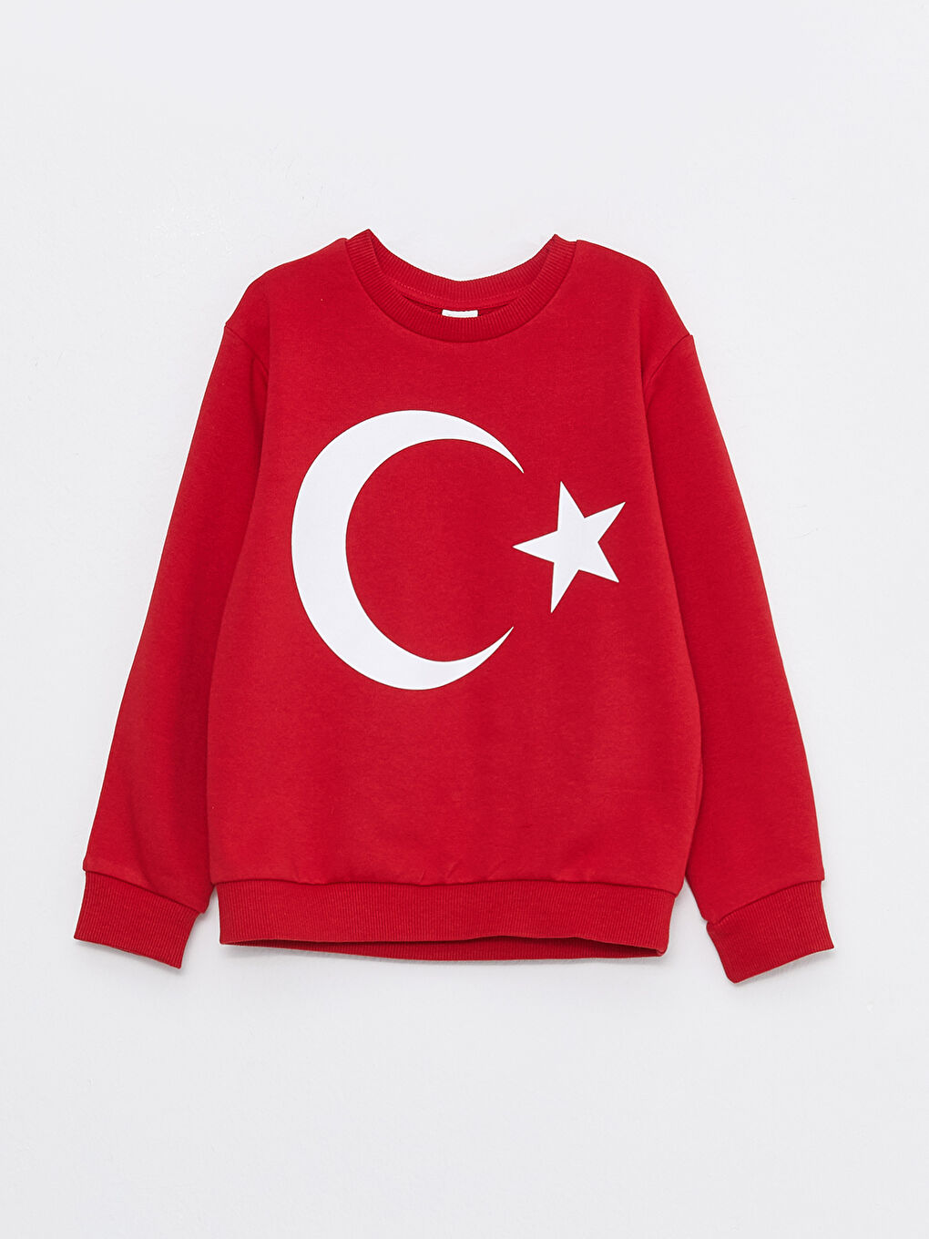 LCW Kids Kirmizi Bisiklet Yaka Ay ve Yıldız Baskılı Uzun Kollu Erkek Çocuk Sweatshirt
