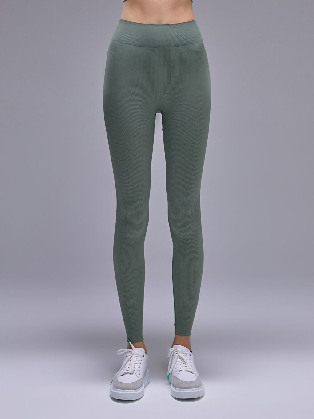 Haki Esnek Seamless Kadın Tayt-6