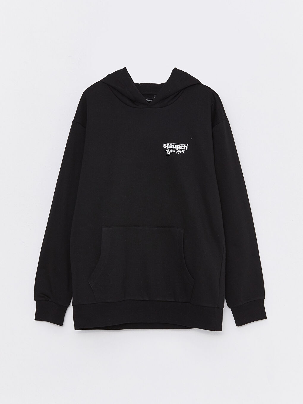 Siyah Uzun Kollu Baskılı Erkek Kalın Hoodie-5