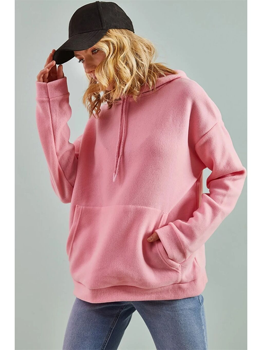 Hooded Plain Long Sleeve Women's Sweatshirt-1
