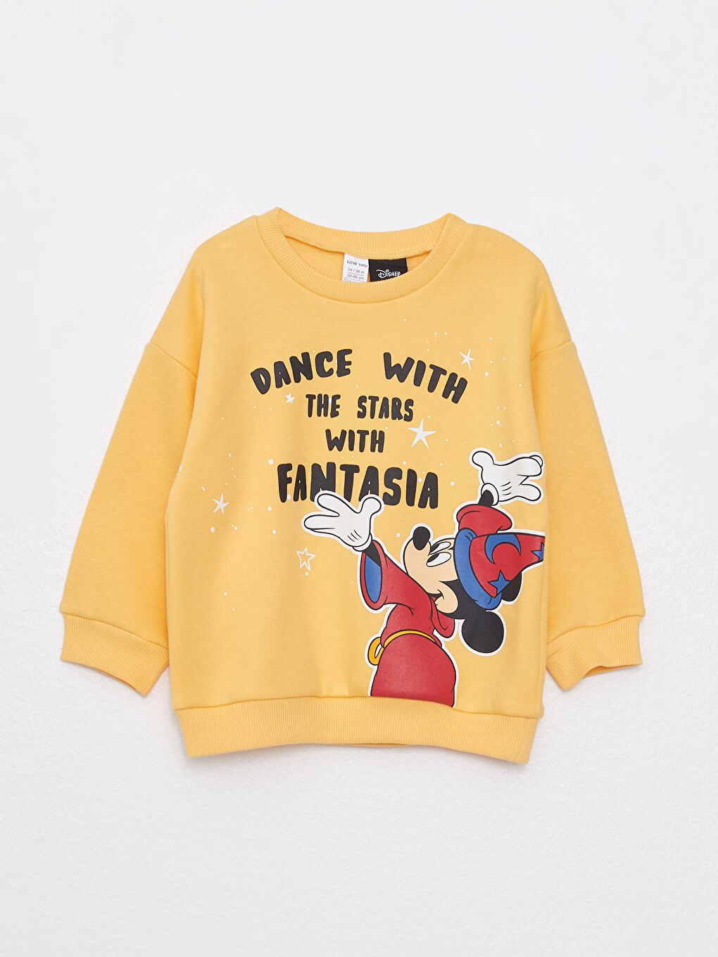 LCW baby Uçuk Turuncu Bisiklet Yaka Uzun Kollu Mickey Mouse Baskılı Erkek Bebek Sweatshirt ve Eşofman Alt 2'li Takım - 1