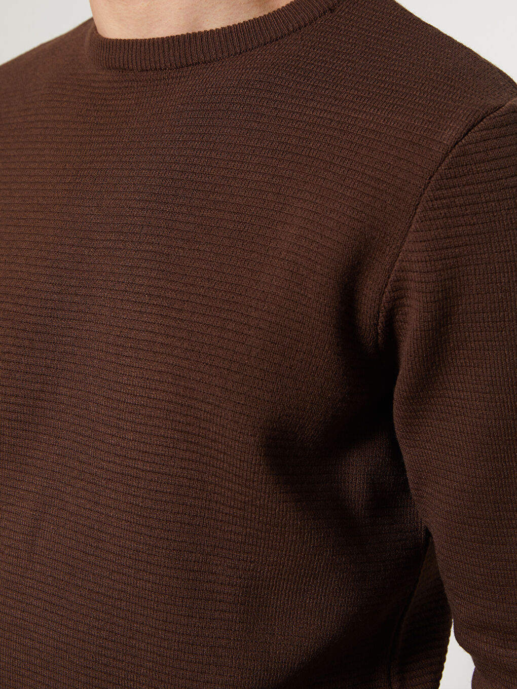 Kahverengi Bisiklet Yaka Erkek Triko Kazak-3