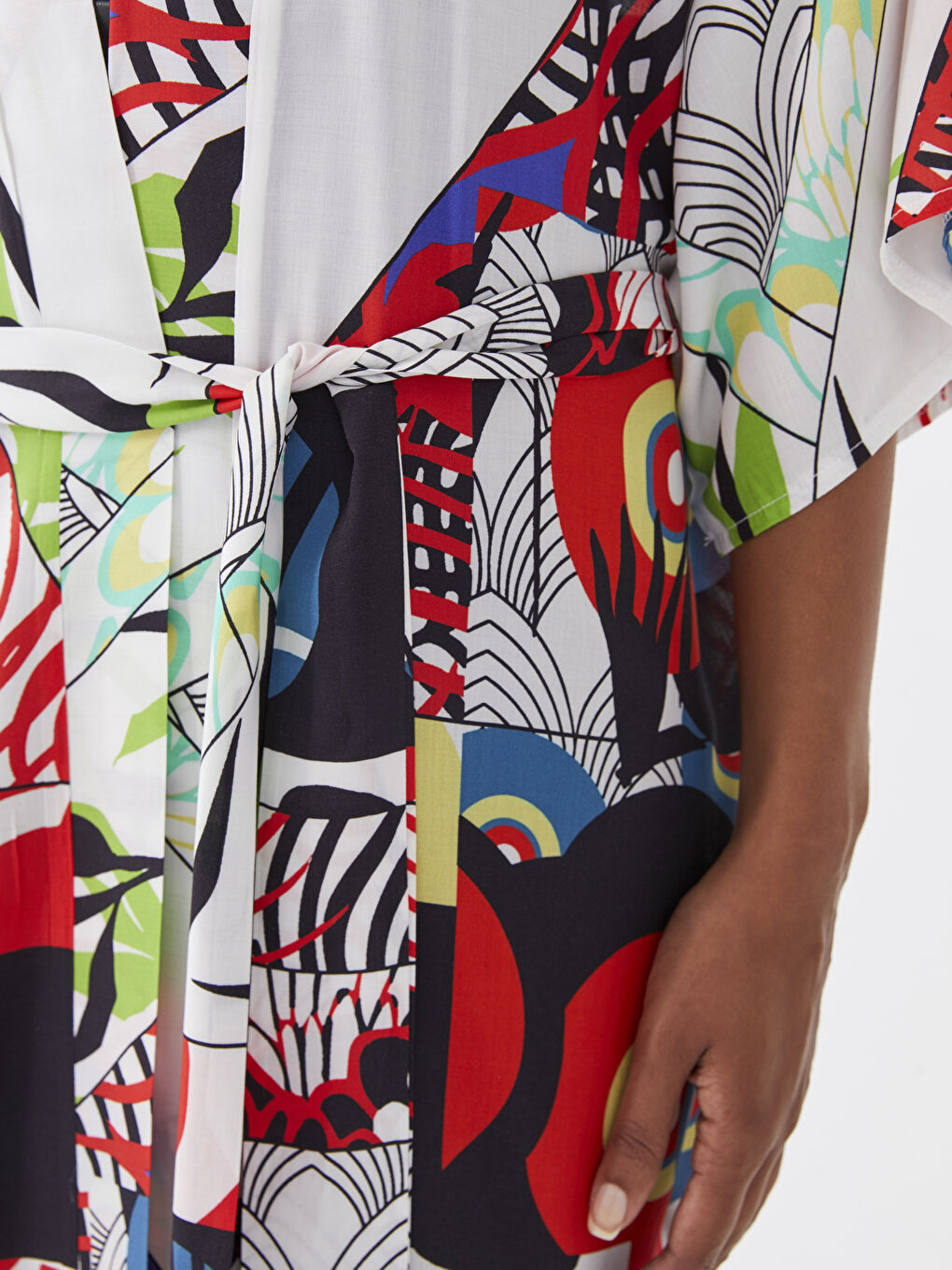 Karışık Şal Yaka Desenli Kadın Kimono-5