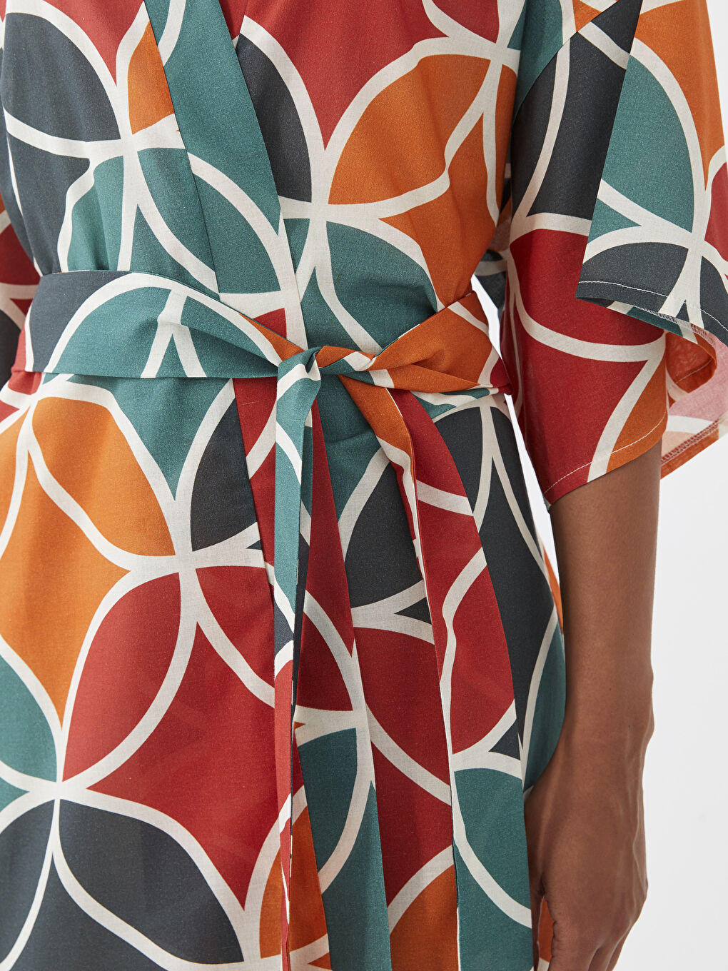 Karışık Şal Yaka Desenli Kadın Kimono-6