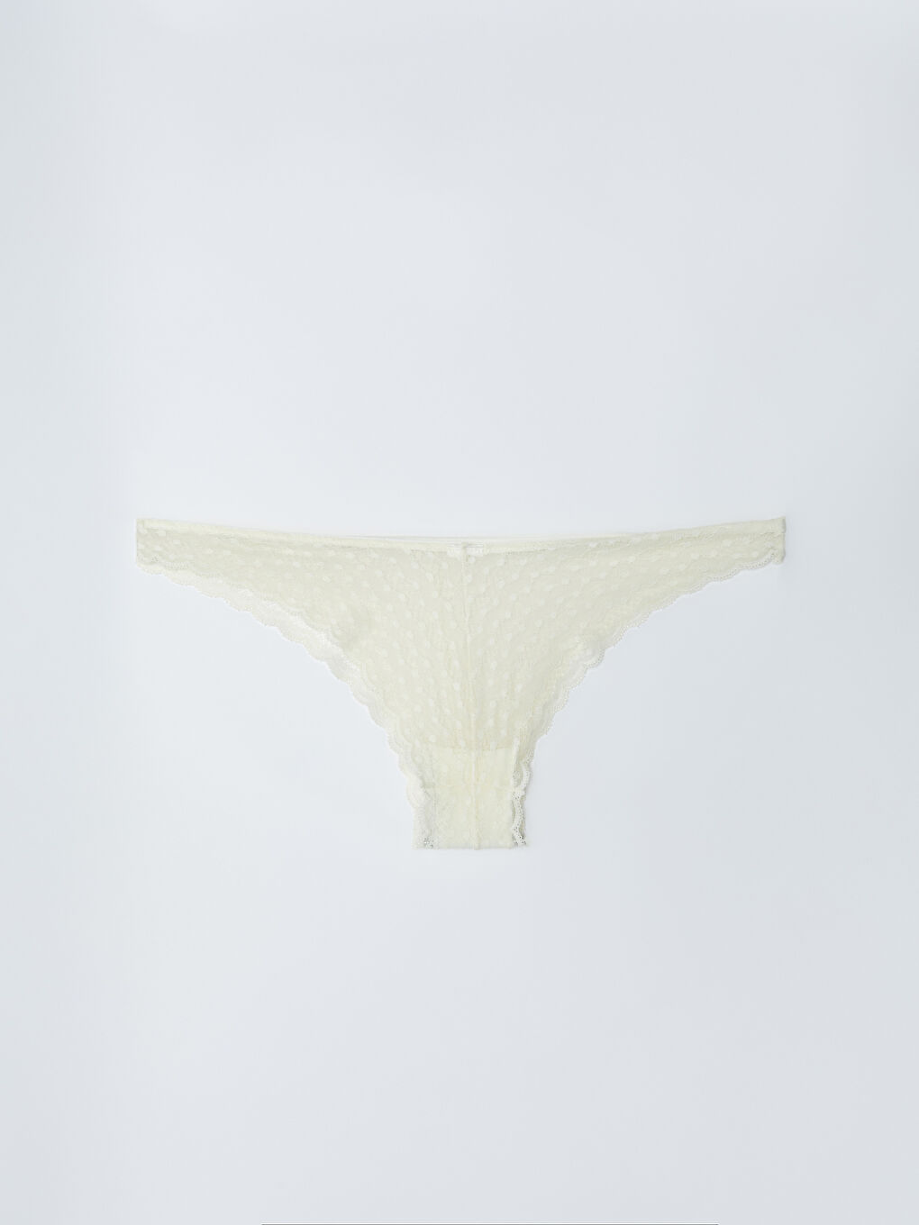 Ekru Dantelli Brazilian Külot-1