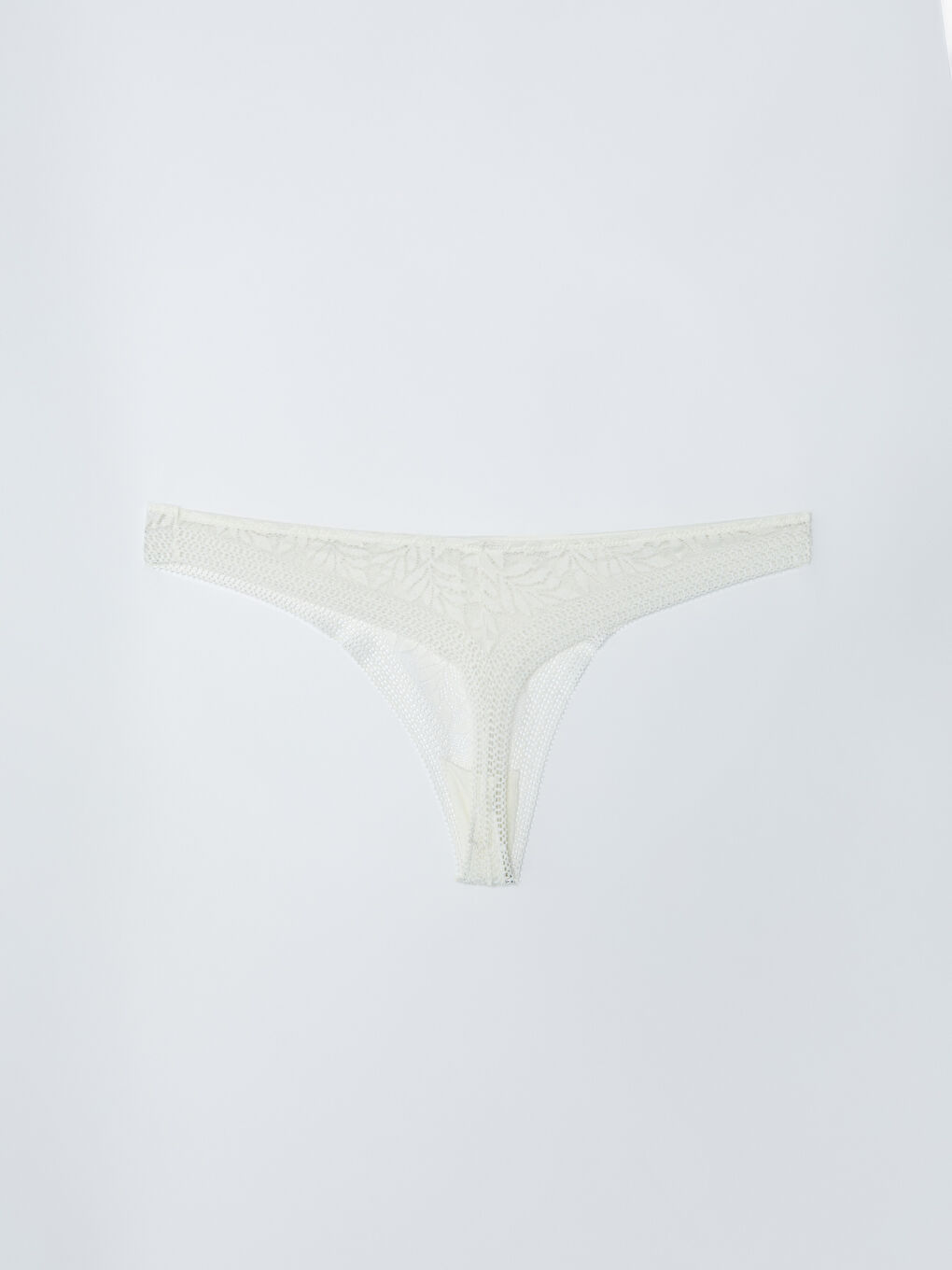 Ekru Dantelli Kadın Tanga Külot-1