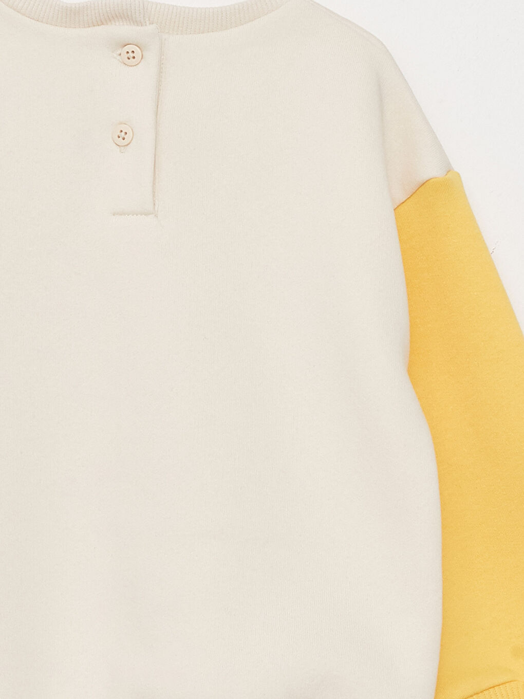 Bej Bisiklet Yaka Uzun Kollu Nostaljik Maymun Baskılı Kız Bebek Sweatshirt ve Eşofman Alt 2'li Takım-7