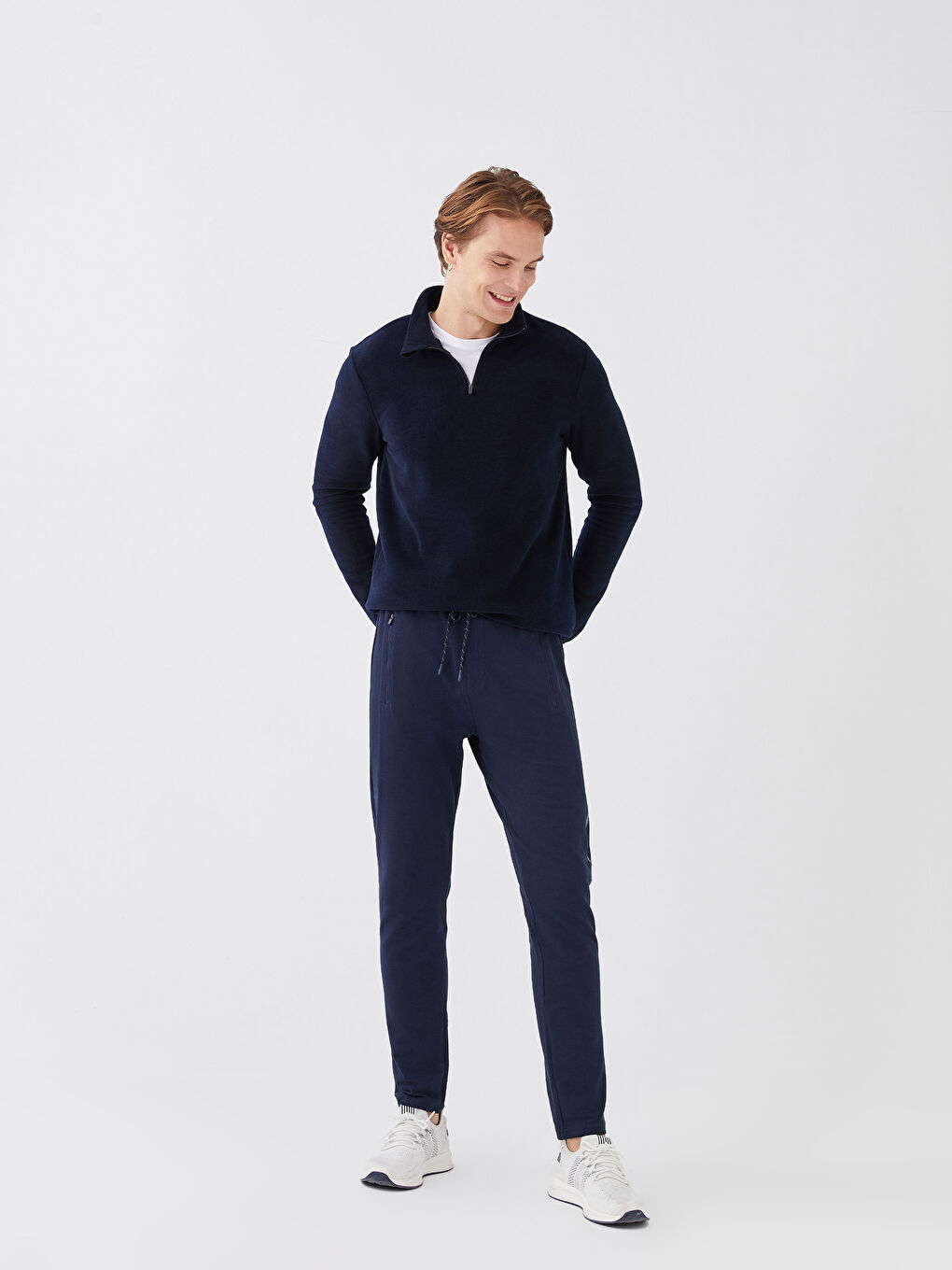 Lacivert Dar Kalıp Erkek Eşofman Altı-1