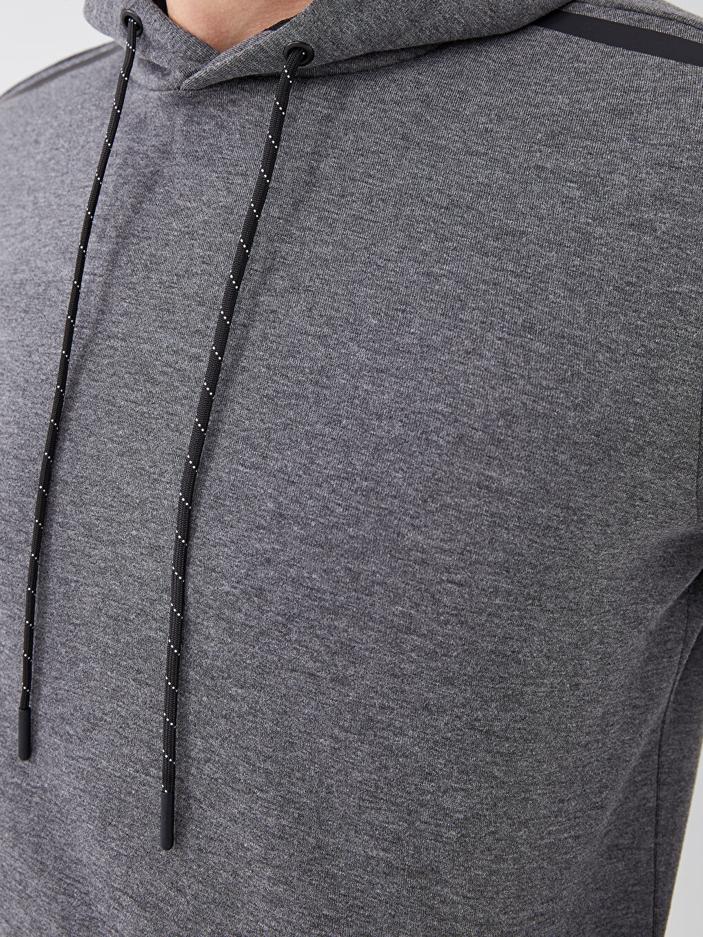 Gri Uzun Kollu Erkek Spor Hoodie-4