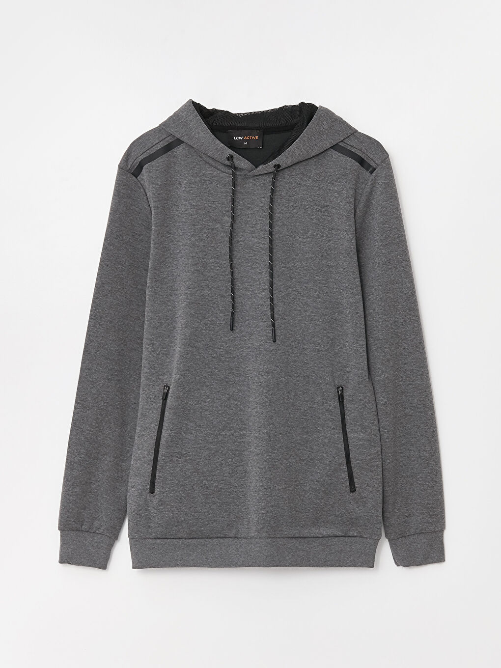 Gri Uzun Kollu Erkek Spor Hoodie-6