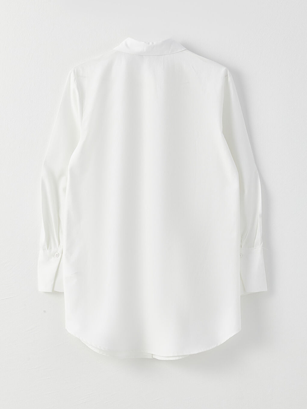 Ekru Düz Uzun Kollu Kadın Gömlek Tunik-8