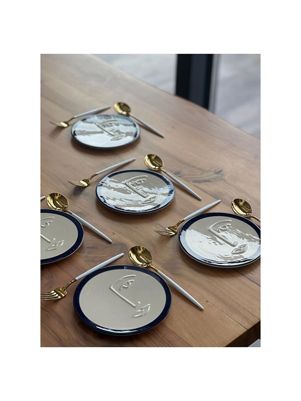 Lacivert Desenli Servis Tabağı-2