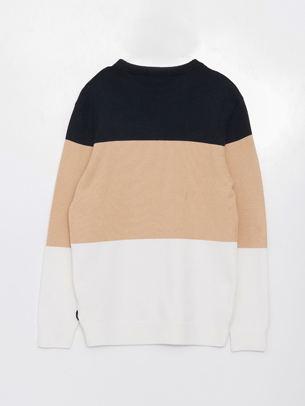 Karışık Bisiklet Yaka Uzun Kollu Renk Bloklu Erkek Triko Kazak-6