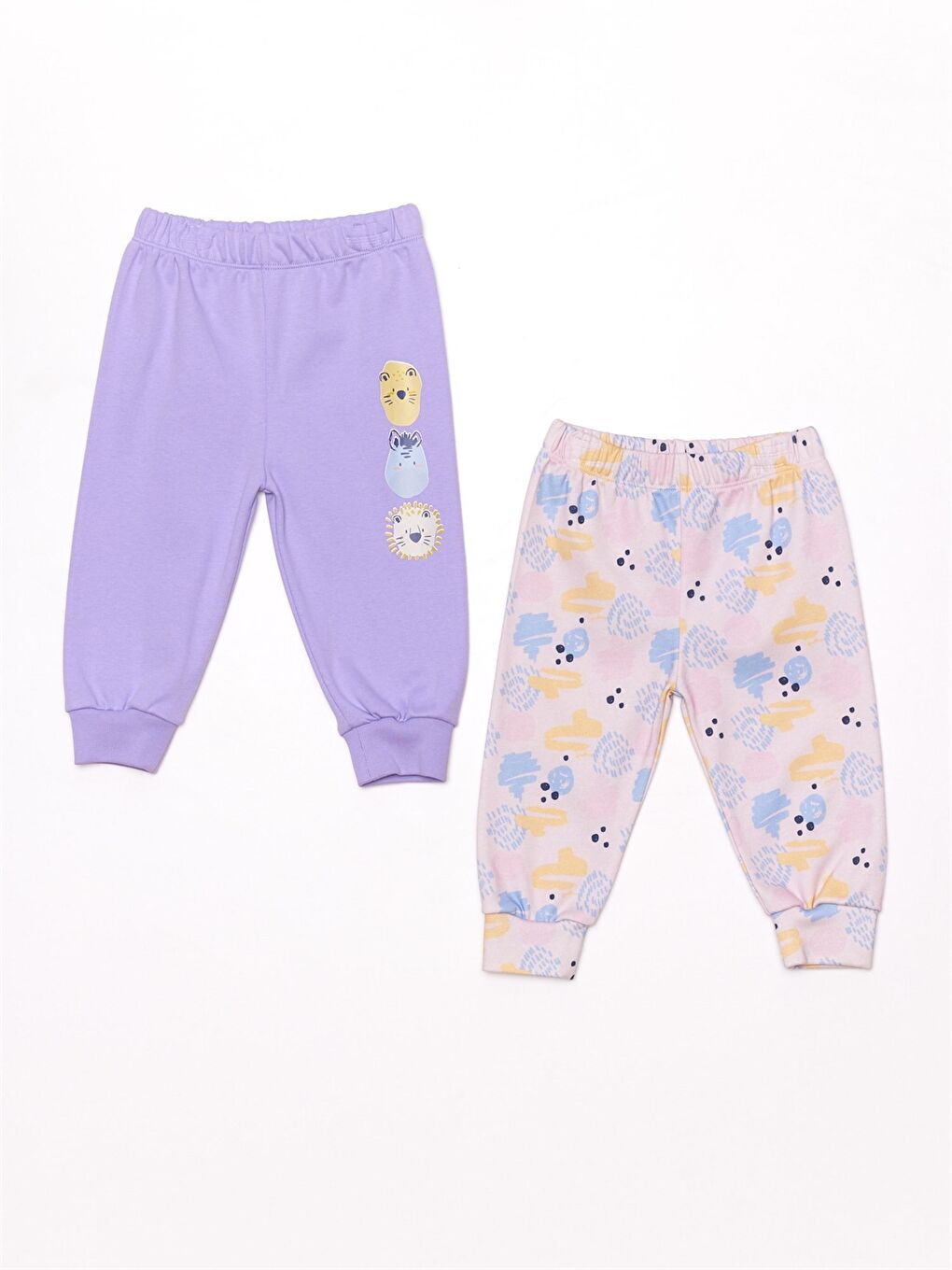 Lila Beli Lastikli Kız Bebek Pantolon 2'li