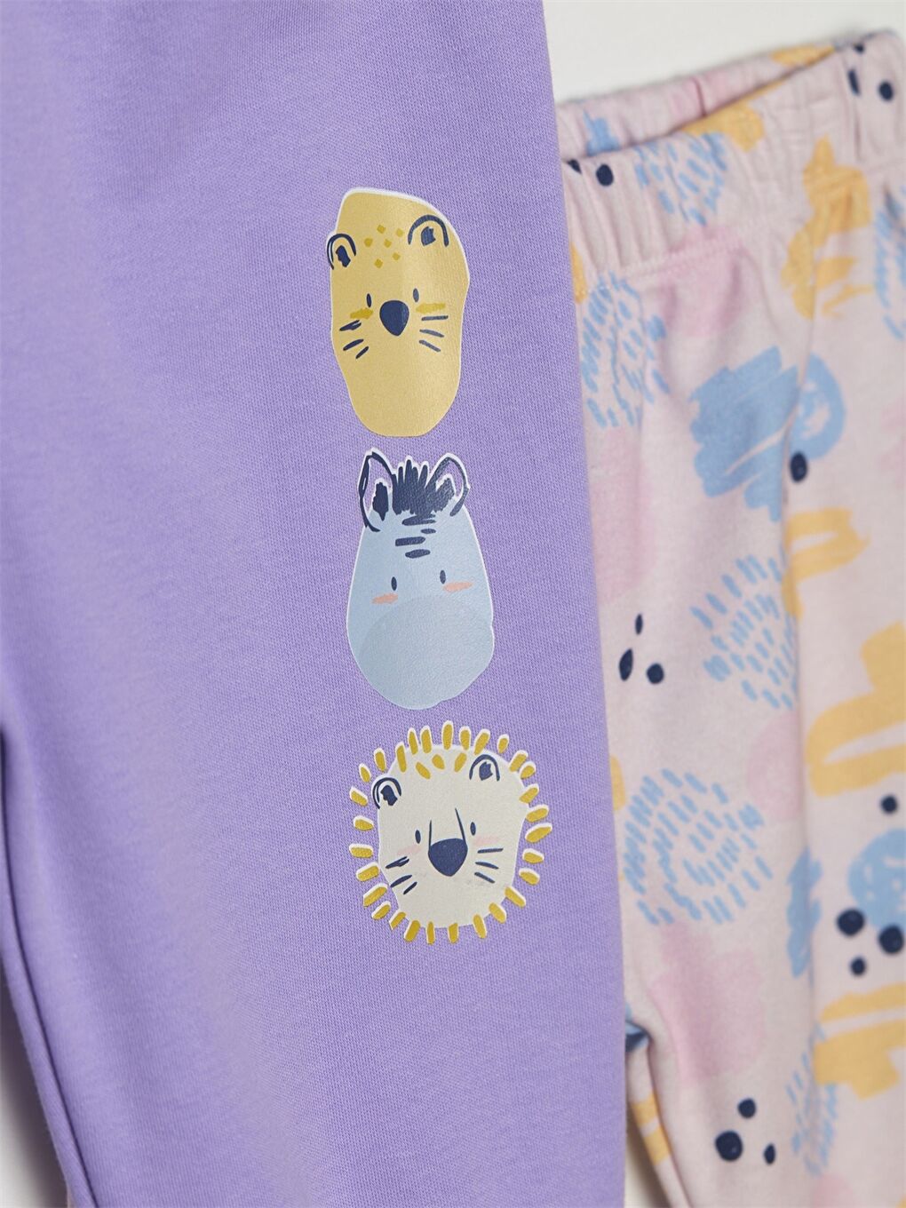 Lila Beli Lastikli Kız Bebek Pantolon 2'li-1